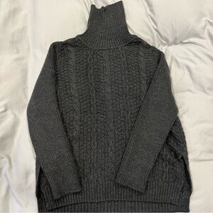 Ann Taylor 100% Wool Turtleneck Sweater Dark Grey Size M